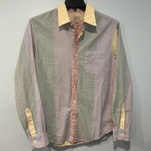 J Crew Reimagined Seersucker Shirt Button Down Slim Cotton Colorful Mens Large L